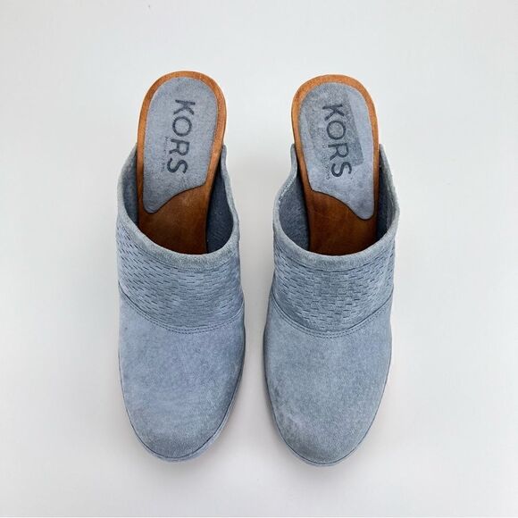 Michael KORS suede & wood wedge clogs size 10 - Picture 3 of 10